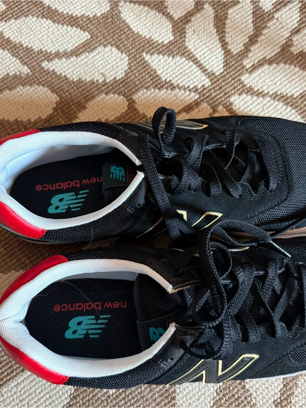 New Balance Black Sneakers with Teal and Yellow Accents skate shoes